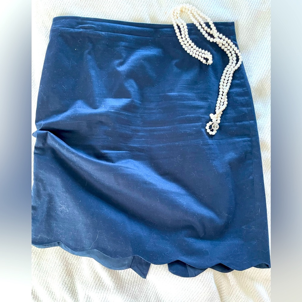 J. Crew Scallop / Scalloped Skirt - 14 - Navy